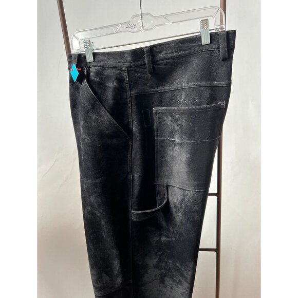 Black faux suede Pants By Virgola Uomo 40 100% Polyester Made In Korea - Picture 11 of 16